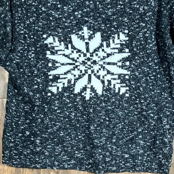 Christopher & Banks Womens Sweater Black White Snowflake 3/4 Sleeve Large - Picture 3 of 12